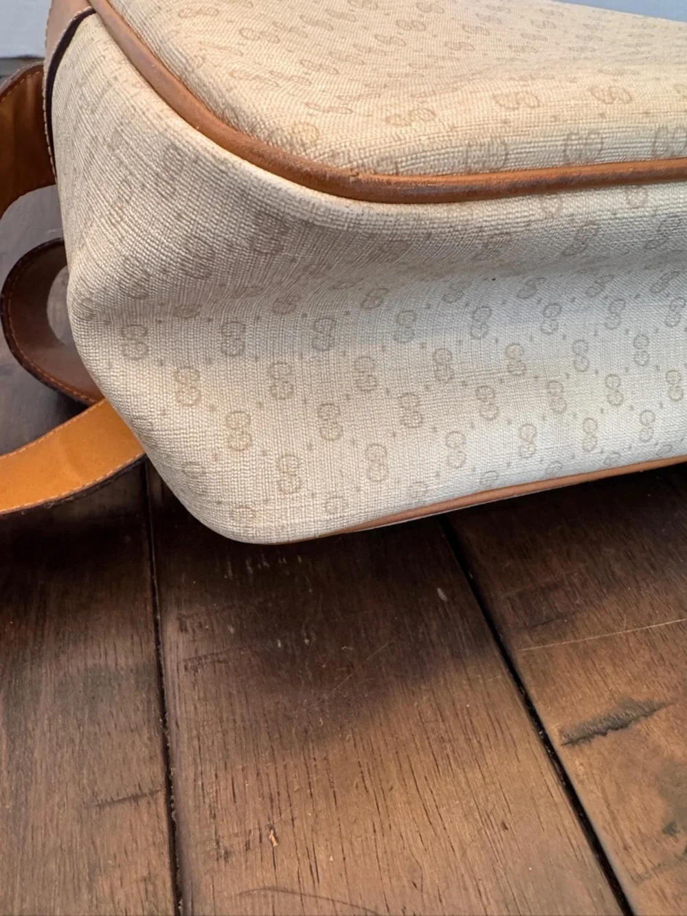 VTG Gucci Micro GG Crossbody Bag Tan Canvas Leather Italy Auth Rare - Picture 15 of 16